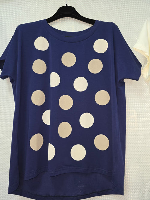 Polka Dot Cotton High Low Tshirt