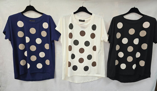 Polka Dot Cotton High Low Tshirt