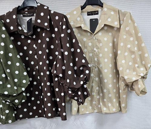 Polka Dot Puff Sleeve Blouse
