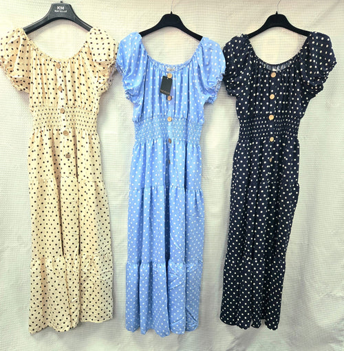 Polka Dot Bardot Maxi Dress
