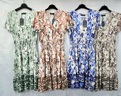 Floral Print V Midi Dress
