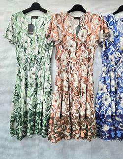 Floral Print V Midi Dress