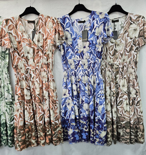 Floral Print V Midi Dress
