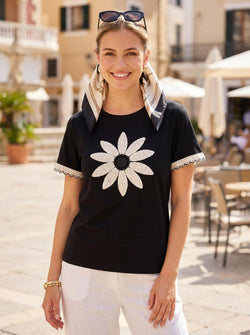 Daisy Crochet Cotton T-shirt