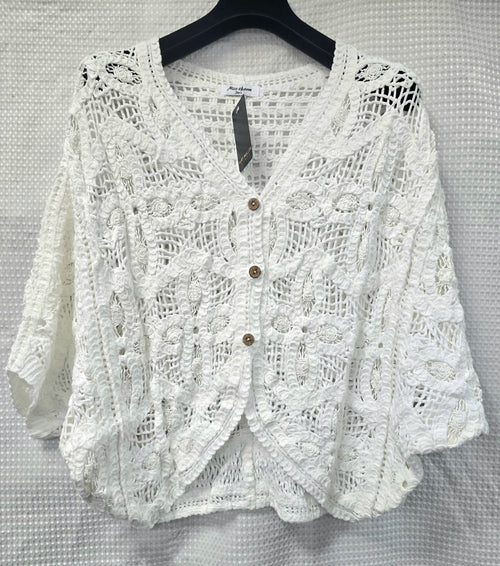Batwing Crochet Cotton Cardigan