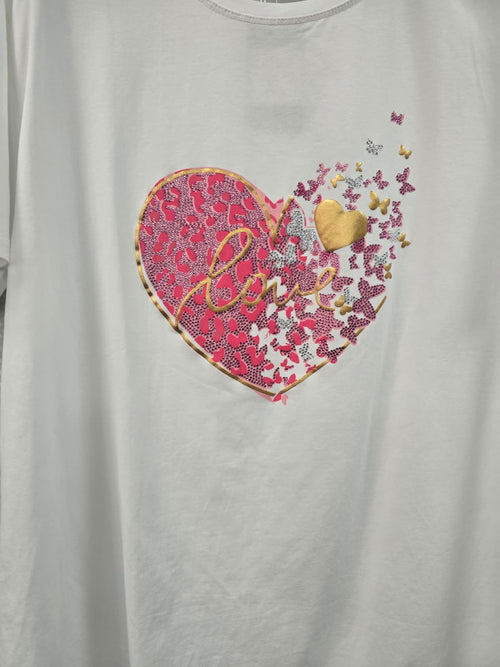 Love Heart Sequin Cotton T-shirt