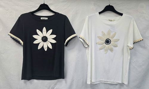 Daisy Crochet Cotton T-shirt
