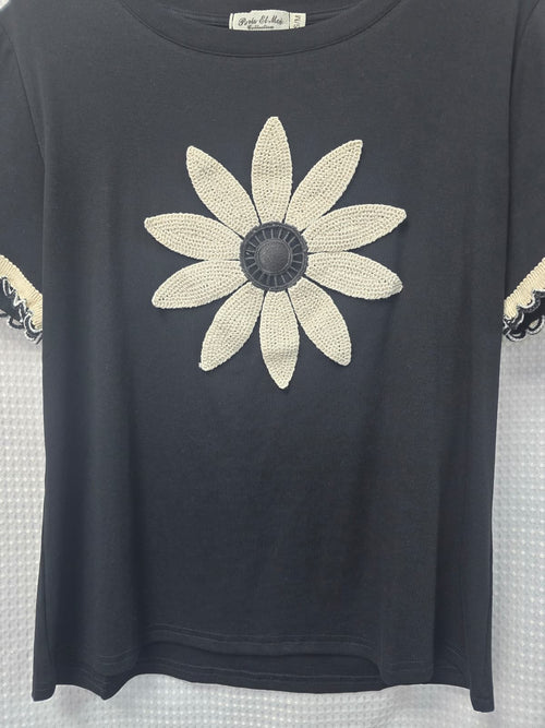 Daisy Crochet Cotton T-shirt