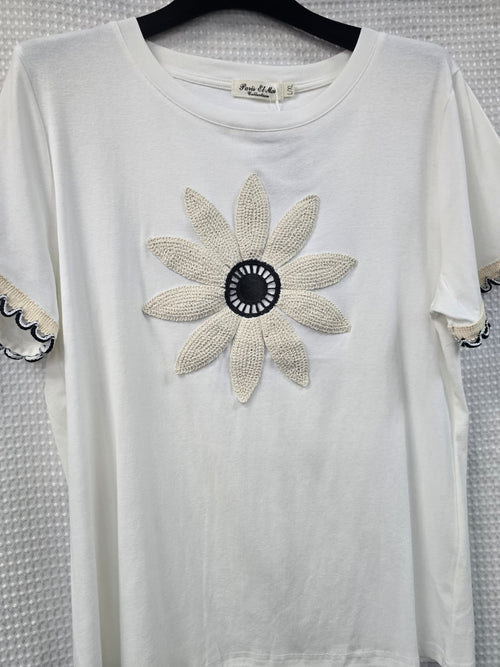 Daisy Crochet Cotton T-shirt