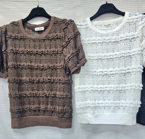 Lace Frill Short Seeve Top