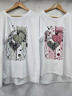 Stud Heart Cotton High Low T-shirt