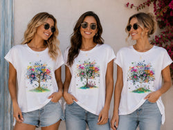 Blossom Metallic Cotton High Low T-shirt
