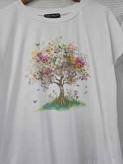 Blossom Metallic Cotton High Low T-shirt