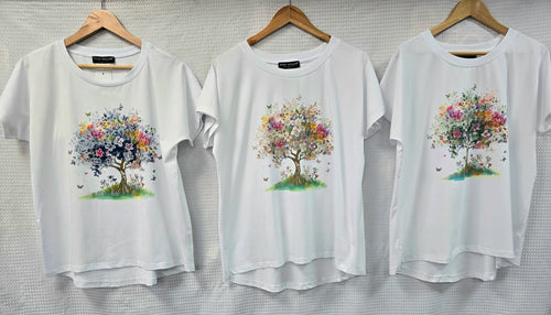 Blossom Metallic Cotton High Low T-shirt