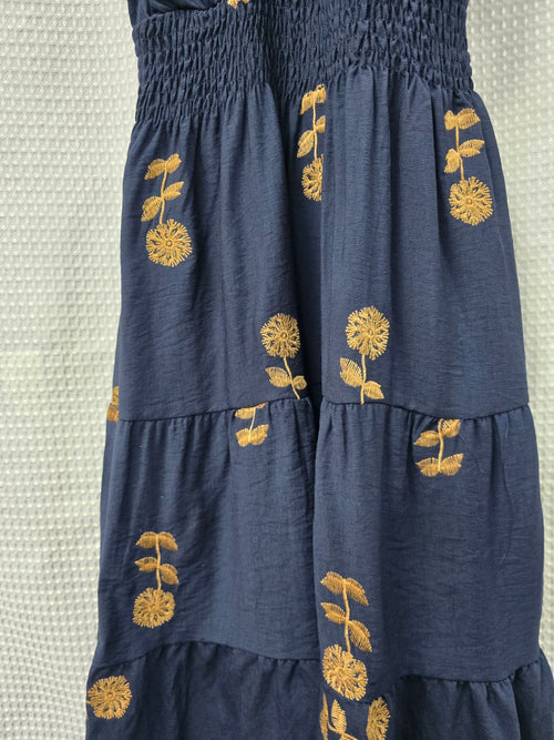 Carla Crochet Cotton Embroidery Strappy Sun Dress
