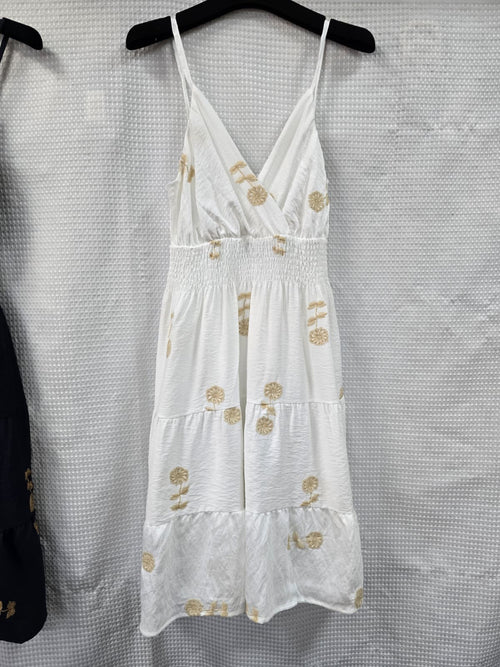 Carla Crochet Cotton Embroidery Strappy Sun Dress