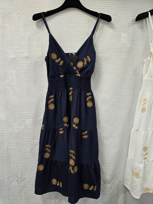 Carla Crochet Cotton Embroidery Strappy Sun Dress