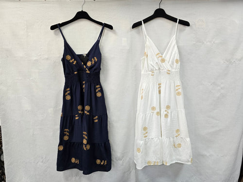 Carla Crochet Cotton Embroidery Strappy Sun Dress