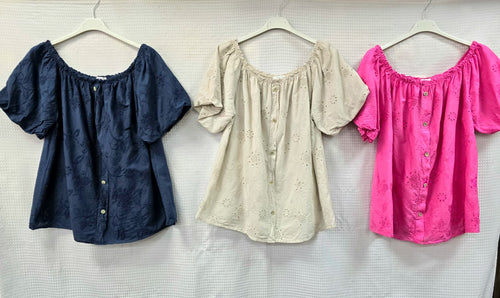 Pure Cotton Button Crochet Top