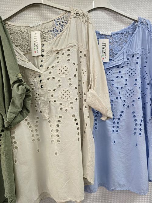 Pure Cotton Crochet Stud Top