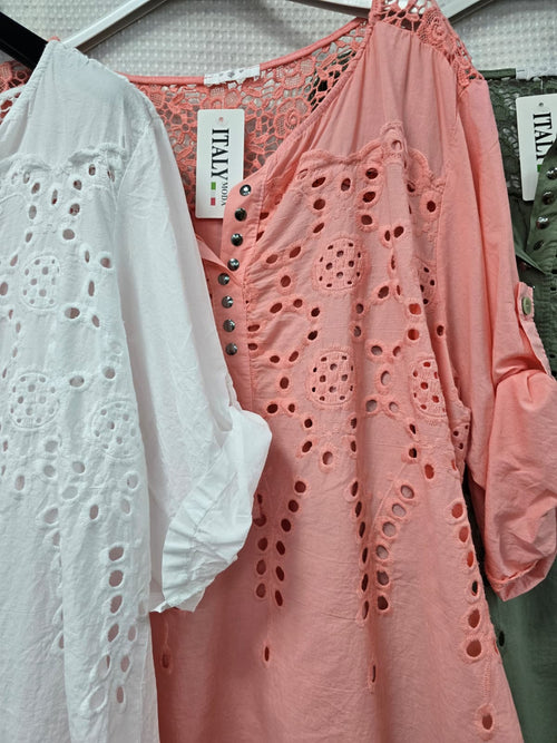 Pure Cotton Crochet Stud Top