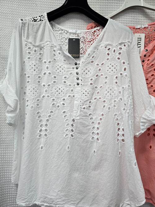 Pure Cotton Crochet Stud Top