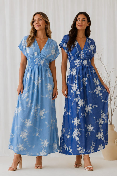 Denim Embroidery Button Dress