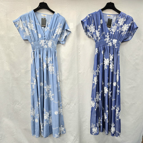 Denim Embroidery Button Dress