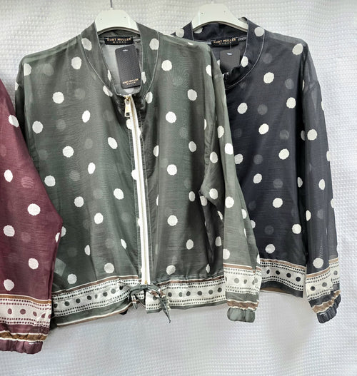 PRE ORDER W/C 22ND JUNE Polka Dot Lightweight Zip Bomber Jacket