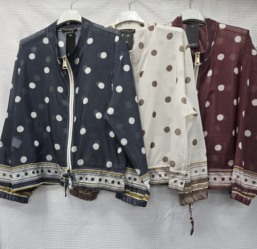 PRE ORDER W/C 22ND JUNE Polka Dot Lightweight Zip Bomber Jacket