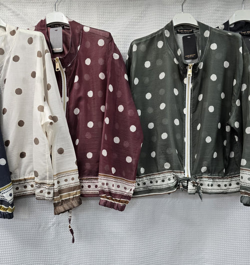 PRE ORDER W/C 22ND JUNE Polka Dot Lightweight Zip Bomber Jacket