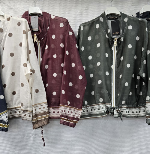 PRE ORDER W/C 22ND JUNE Polka Dot Lightweight Zip Bomber Jacket