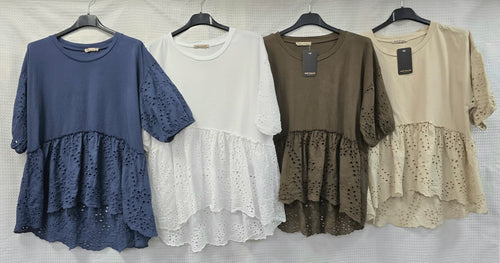 Cotton Crochet Short Sleeve Top