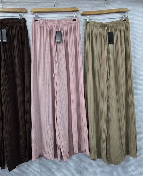 Plisse Wide Leg Elasticated Trousers