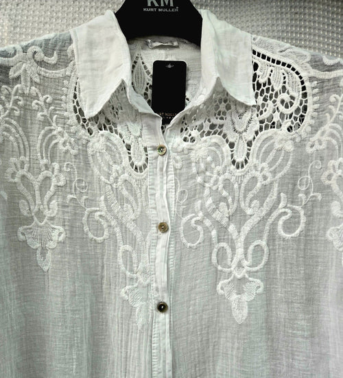 Oversized Cotton Crochet Shirt
