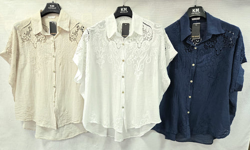 Oversized Cotton Crochet Shirt