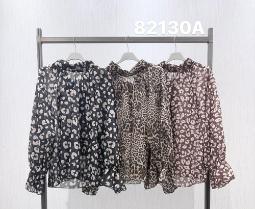 Printed Animal Tie Back Blouses