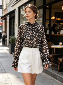 Printed Animal Tie Back Blouses