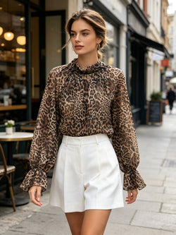 Printed Animal Tie Back Blouses