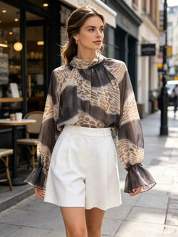 Tiger Wave Tie Back Blouse