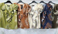 V Frill Printed Top