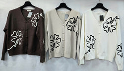 Cornelli Floral Soft touch V neck Cardigan