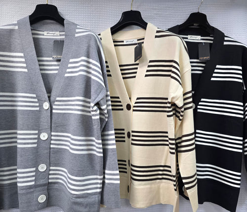 Stripe Soft Touch V Cardigan