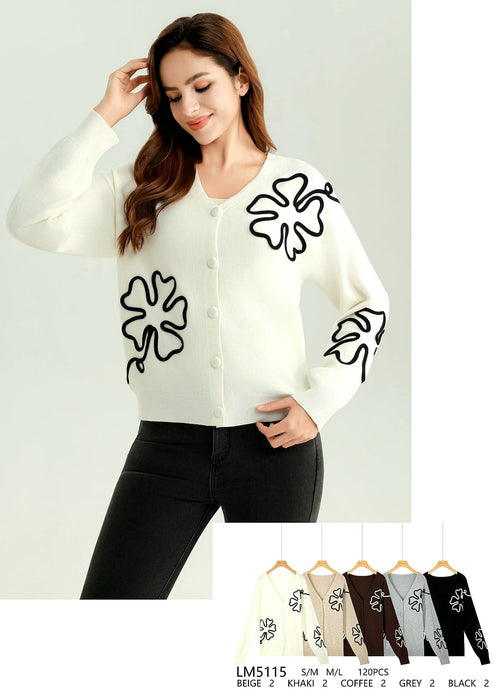 Cornelli Floral Soft touch V neck Cardigan