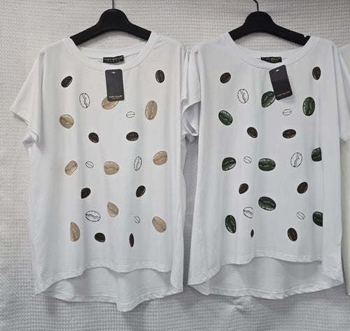 Coffee Bean Cotton High low T-shirt
