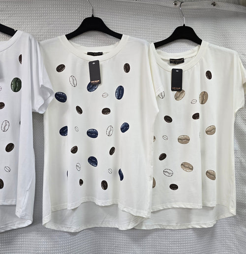 Coffee Bean Cotton High low T-shirt