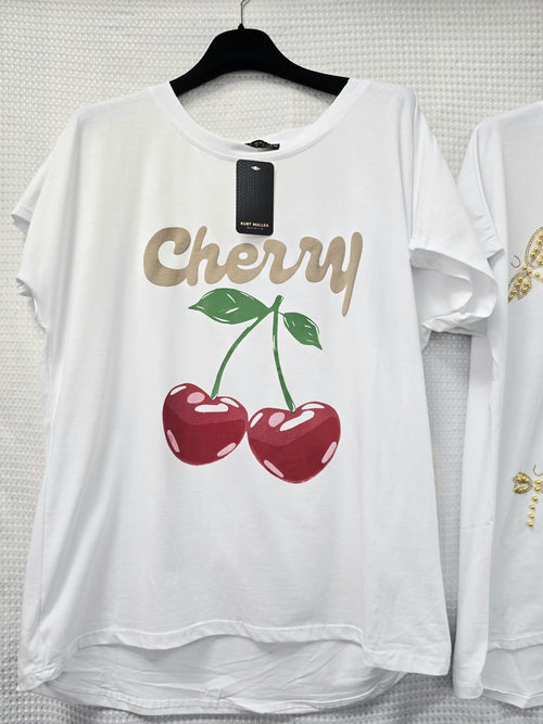 Metallic Printed High Low Cotton T-shirts