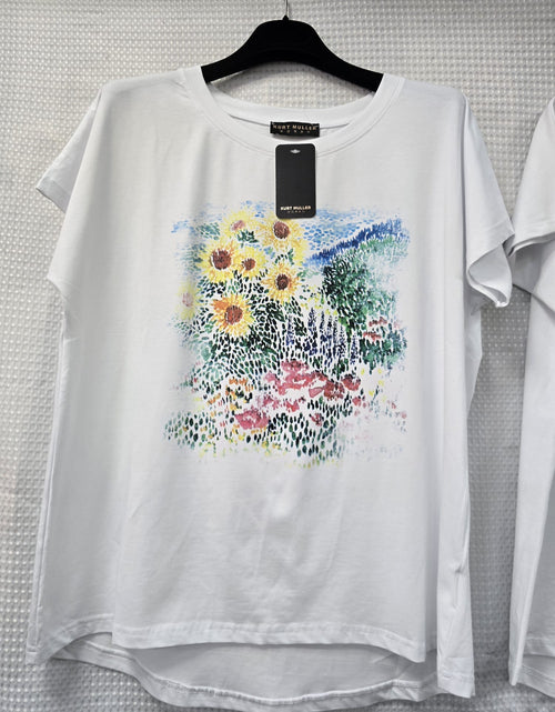 Picasso Sunflower and Dandelion Floral Cotton High low T-shirts