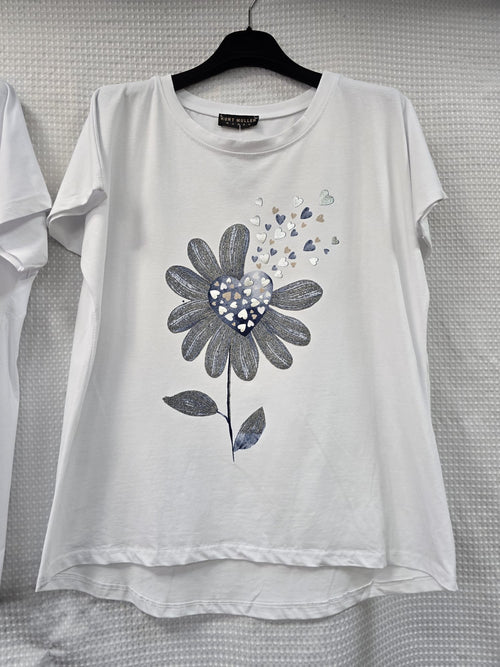 Picasso Sunflower and Dandelion Floral Cotton High low T-shirts