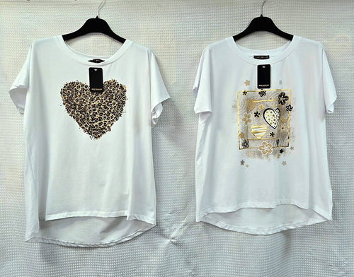 Heart Metallic Stud Cotton high Low T-shirts
